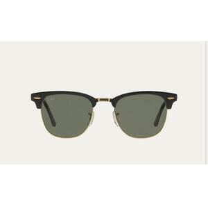 RayBan Black Frame Gold Accents Green Lenses  RayBan Clubmaster Sunglasses